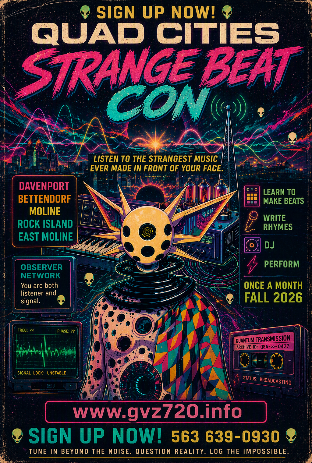 Quad Cities Strange Beat Con sign-up poster